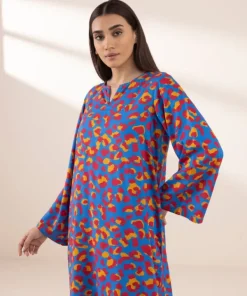 Hot Sapphire Printed Arabic Lawn Shirt