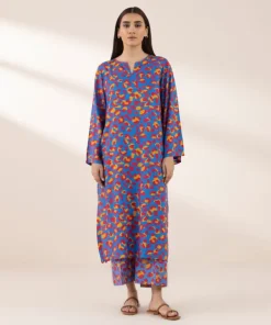 Hot Sapphire Printed Arabic Lawn Shirt