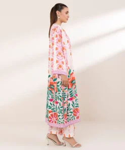 Hot Sapphire Printed Arabic Lawn Shirt