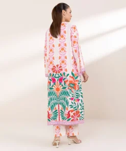 Hot Sapphire Printed Arabic Lawn Shirt