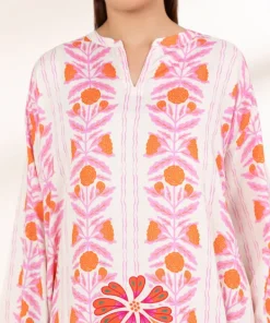 Hot Sapphire Printed Arabic Lawn Shirt