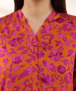 Hot Sapphire Printed Arabic Lawn Shirt