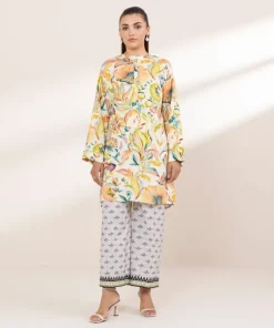 Hot Sapphire Printed Arabic Lawn Shirt