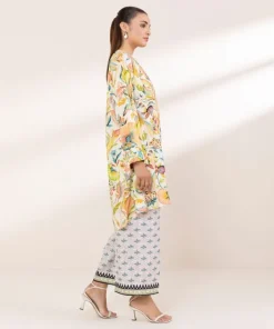 Hot Sapphire Printed Arabic Lawn Shirt