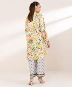Hot Sapphire Printed Arabic Lawn Shirt
