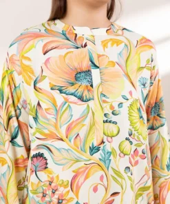 Hot Sapphire Printed Arabic Lawn Shirt