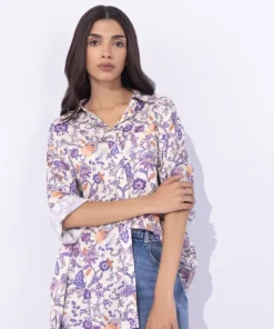 Hot Sapphire Printed Button Through Shirt Multi