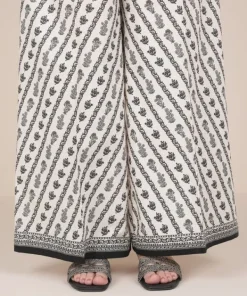 Fashion Sapphire Printed Cambric Flared Pants