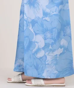 Clearance Sapphire Printed Cambric Flared Pants