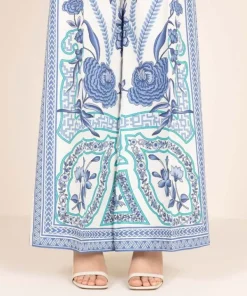Fashion Sapphire Printed Cambric Flared Pants White