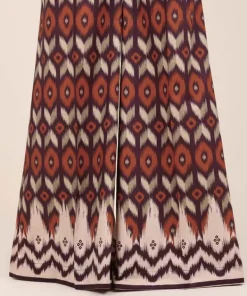Fashion Sapphire Printed Cambric Flared Pants Purple