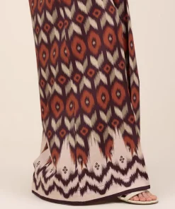 Fashion Sapphire Printed Cambric Flared Pants Purple