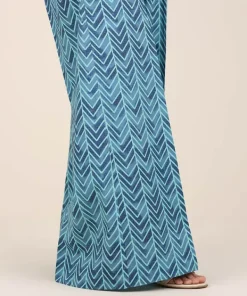 Best Sapphire Printed Cambric Flared Pants Blue