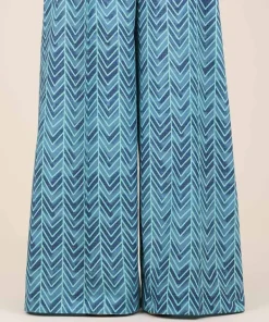 Best Sapphire Printed Cambric Flared Pants Blue