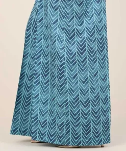 Best Sapphire Printed Cambric Flared Pants Blue