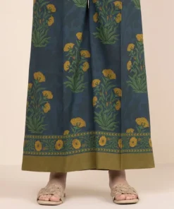 Hot Sapphire Printed Cambric Flared Pants Blue