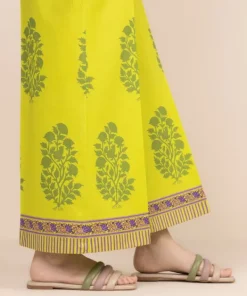 Online Sapphire Printed Cambric Flared Pants Green