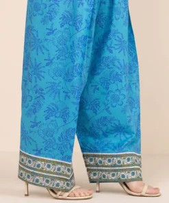 Hot Sapphire Printed Cambric Shalwar Blue