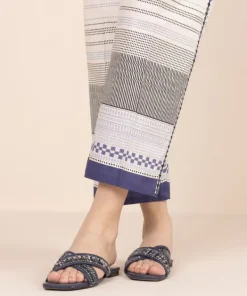 Hot Sapphire Printed Cambric Straight Pants Beige