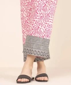 Clearance Sapphire Printed Cambric Straight Pants Pink