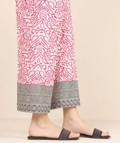 Clearance Sapphire Printed Cambric Straight Pants Pink
