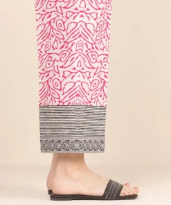 Clearance Sapphire Printed Cambric Straight Pants Pink