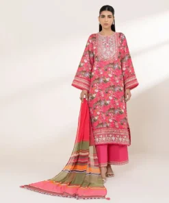 Clearance Sapphire Printed Chiffon Dupatta Pink