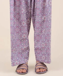 Outlet Sapphire Printed Cotton Viscose Shalwar Purple