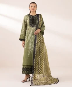 Clearance Sapphire Printed Jacquard Dupatta Green