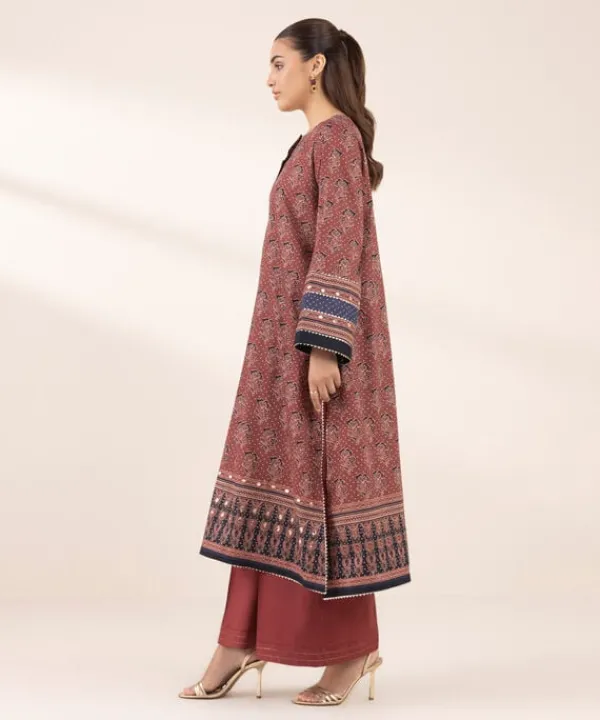 Sale Sapphire Printed Lawn Shirt Maroon