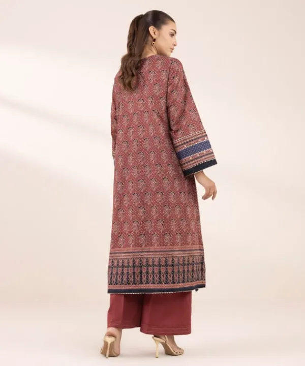 Sale Sapphire Printed Lawn Shirt Maroon
