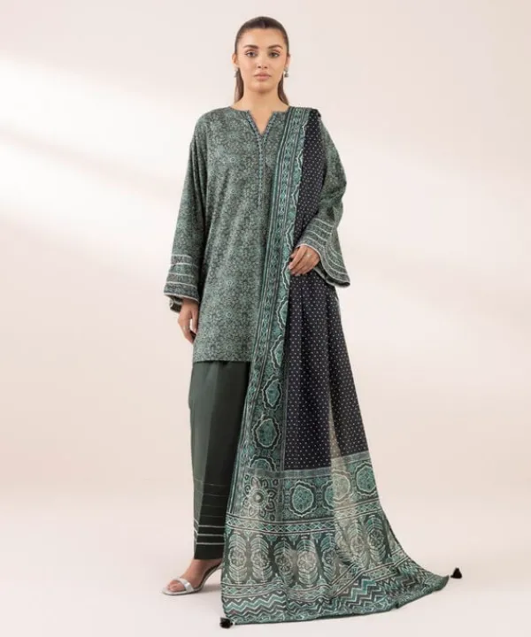 Best Sapphire Printed Lawn Shirt Green