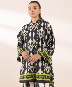 Best Sapphire Printed Lawn Shirt Black