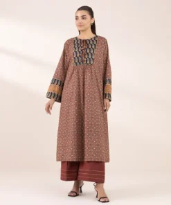 Clearance Sapphire Printed Lawn Shirt Maroon