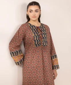 Clearance Sapphire Printed Lawn Shirt Maroon