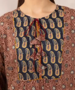 Clearance Sapphire Printed Lawn Shirt Maroon