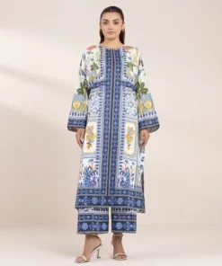 Best Sapphire Printed Lawn Shirt White