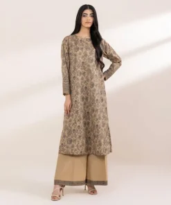 Outlet Sapphire Printed Lawn Shirt Coffee Brown