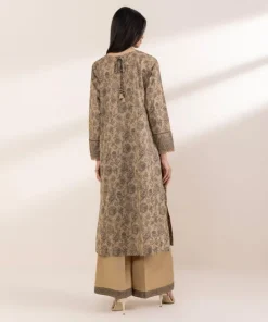 Outlet Sapphire Printed Lawn Shirt Coffee Brown