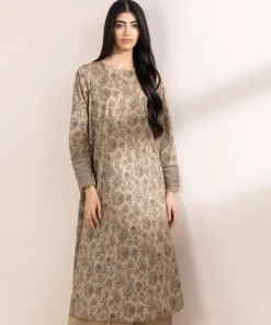 Outlet Sapphire Printed Lawn Shirt Coffee Brown