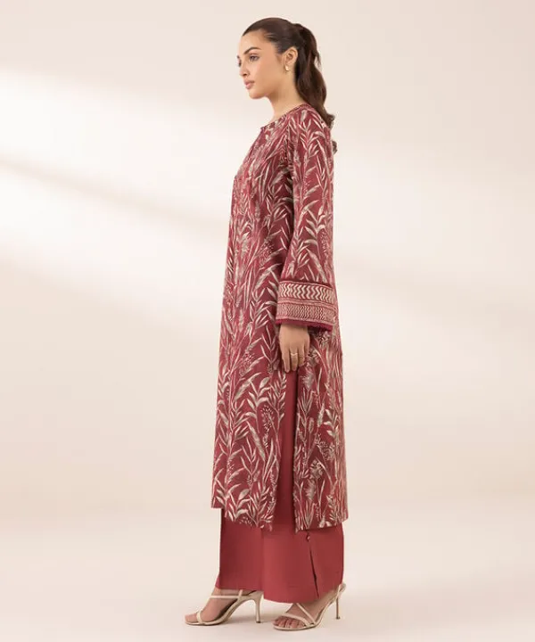 New Sapphire Printed Lawn Shirt Maroon