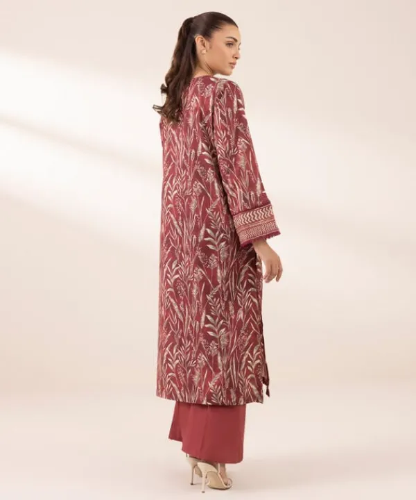 New Sapphire Printed Lawn Shirt Maroon