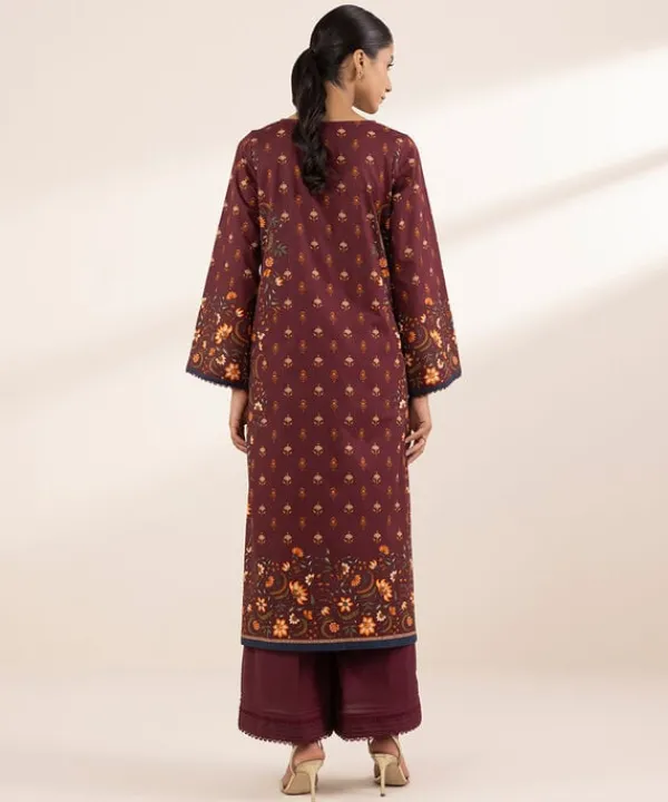 Sale Sapphire Printed Lawn Shirt Maroon