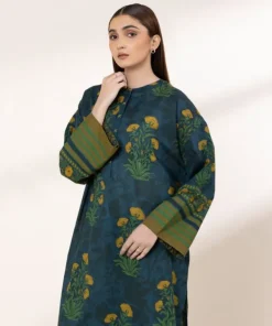 Hot Sapphire Printed Lawn Shirt Blue