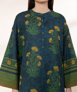 Hot Sapphire Printed Lawn Shirt Blue