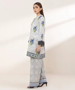 Hot Sapphire Printed Lawn Shirt White