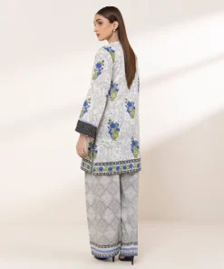 Hot Sapphire Printed Lawn Shirt White