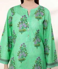 Discount Sapphire Printed Lawn Shirt Green