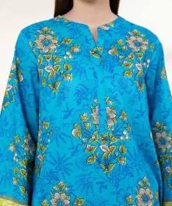 Online Sapphire Printed Lawn Shirt Blue