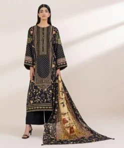 Hot Sapphire Printed Voile Dupatta Black